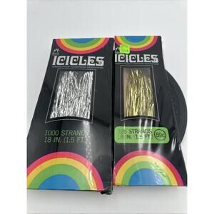 Silver , Gold Vintage MCM National Christmas Tree Tinsel Icicles Rainbow